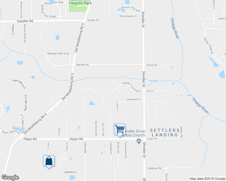 map of restaurants, bars, coffee shops, grocery stores, and more near 8968 Shindler Crossing Drive in Jacksonville