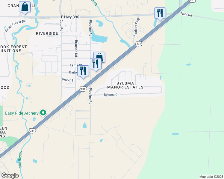 map of restaurants, bars, coffee shops, grocery stores, and more near 4701 Bylsma Circle in Panama City