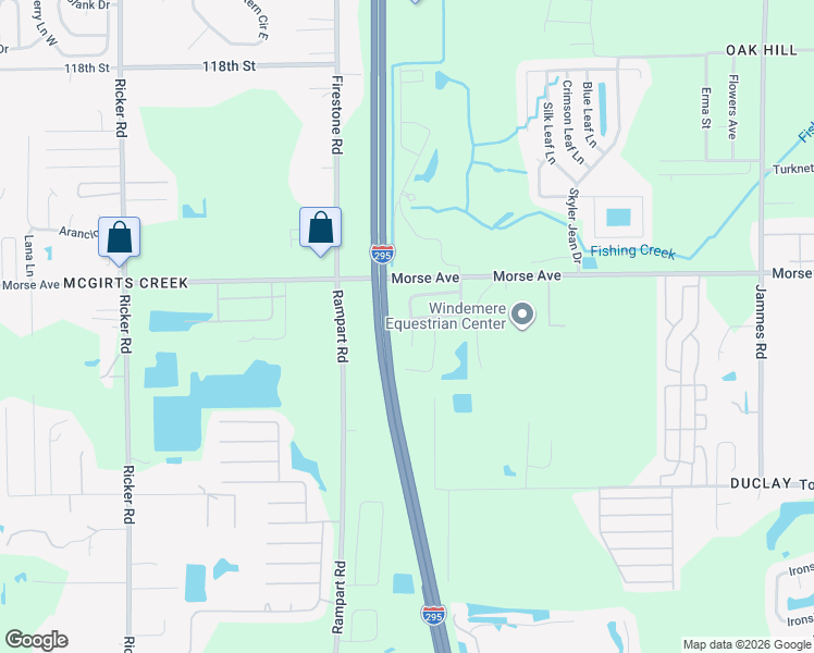 map of restaurants, bars, coffee shops, grocery stores, and more near 6836 Playpark Trail West in Jacksonville