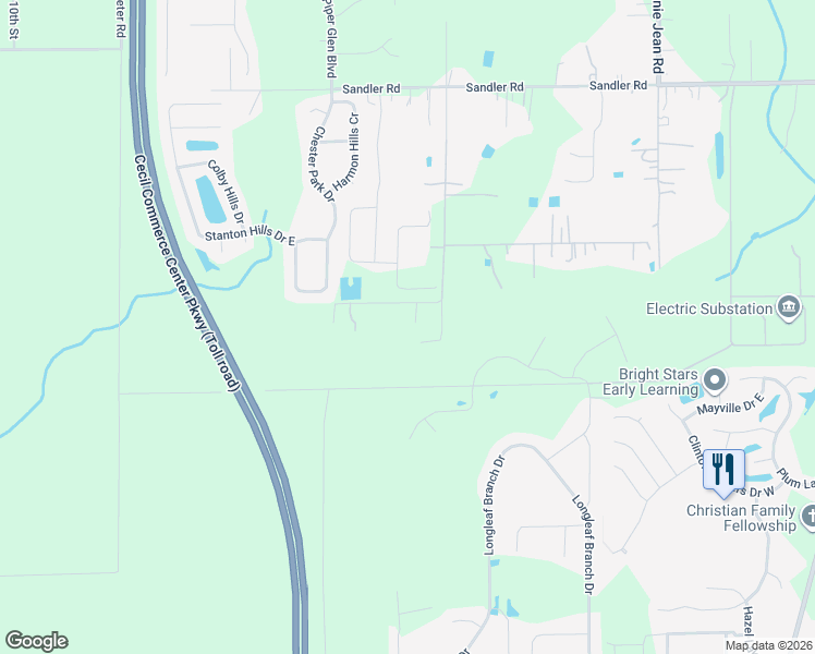 map of restaurants, bars, coffee shops, grocery stores, and more near 10460 Alvin Road in Jacksonville