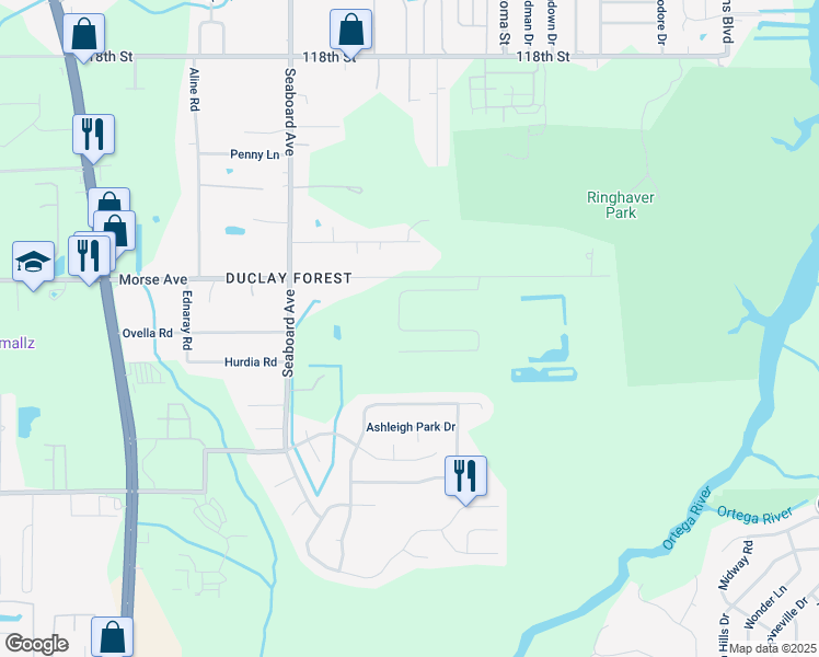 map of restaurants, bars, coffee shops, grocery stores, and more near 5694 Morse Avenue in Jacksonville
