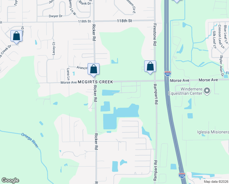 map of restaurants, bars, coffee shops, grocery stores, and more near 7424 Morse Avenue in Jacksonville