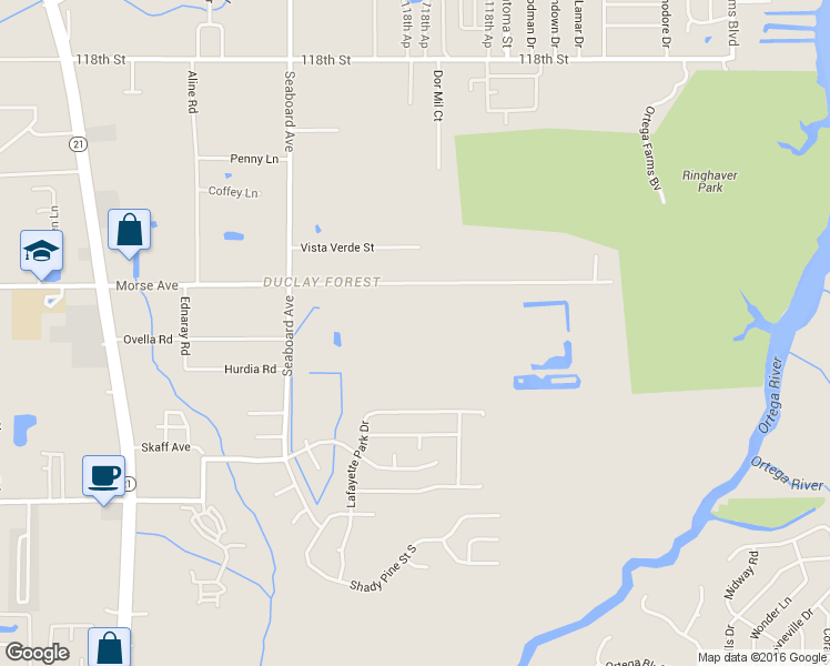 map of restaurants, bars, coffee shops, grocery stores, and more near 5694 Morse Avenue in Jacksonville
