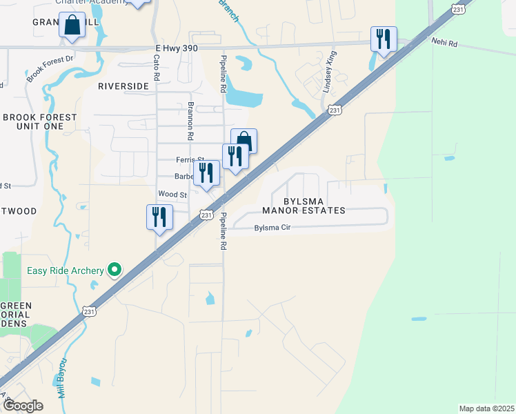 map of restaurants, bars, coffee shops, grocery stores, and more near 4710 Bylsma Circle in Panama City