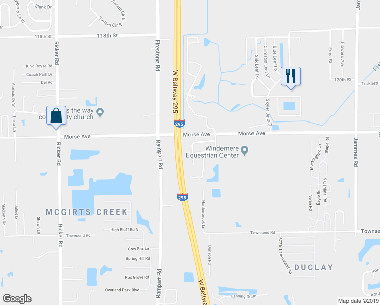 map of restaurants, bars, coffee shops, grocery stores, and more near 6862 Playpark Trail West in Jacksonville