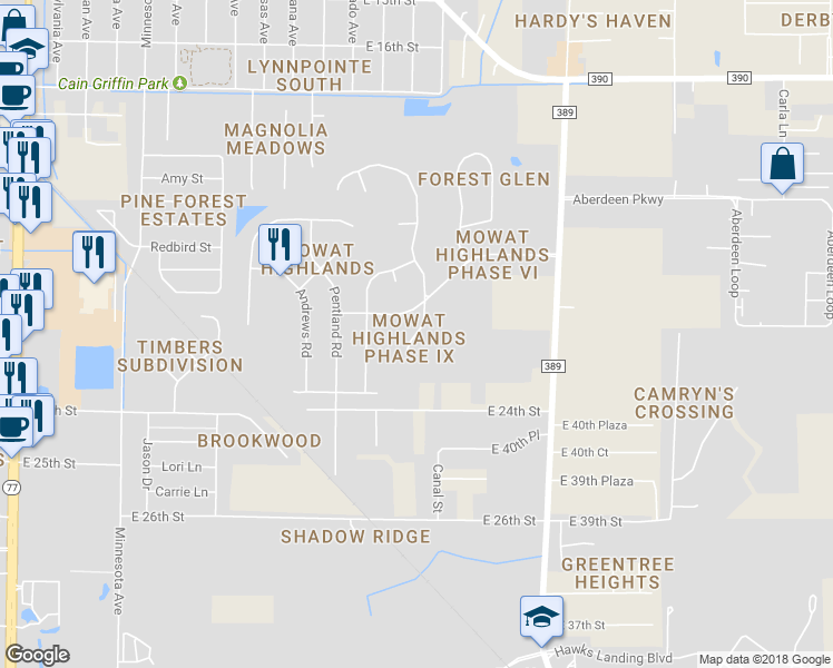 map of restaurants, bars, coffee shops, grocery stores, and more near 1302 South Inverness Road in Lynn Haven