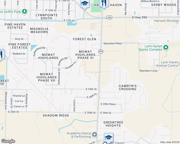 map of restaurants, bars, coffee shops, grocery stores, and more near 4231 County Road 389 in Panama City