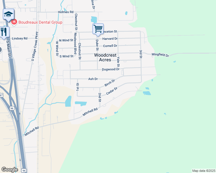 map of restaurants, bars, coffee shops, grocery stores, and more near 8720 Birch Street in Lumberton