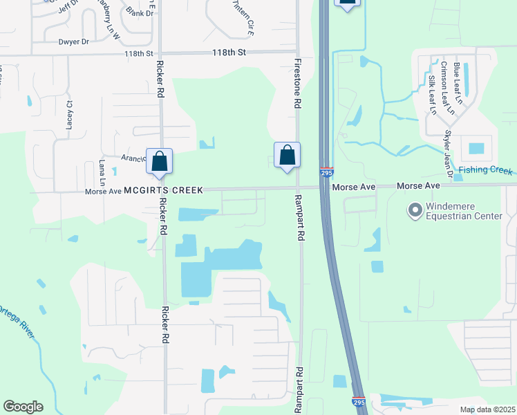 map of restaurants, bars, coffee shops, grocery stores, and more near 7278 Morse Avenue in Jacksonville