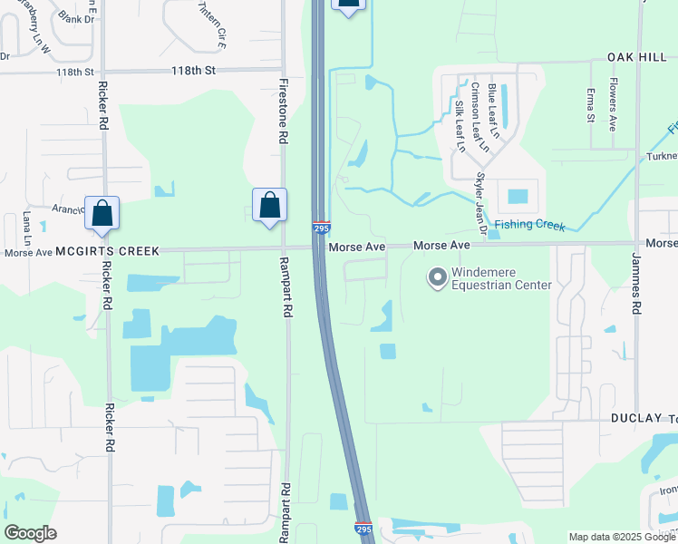 map of restaurants, bars, coffee shops, grocery stores, and more near 6836 Playpark Trail West in Jacksonville