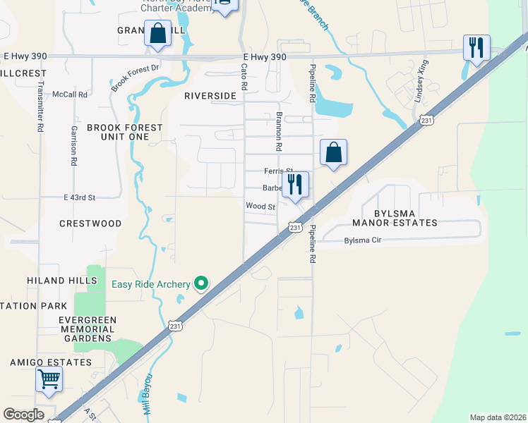 map of restaurants, bars, coffee shops, grocery stores, and more near in Bay County