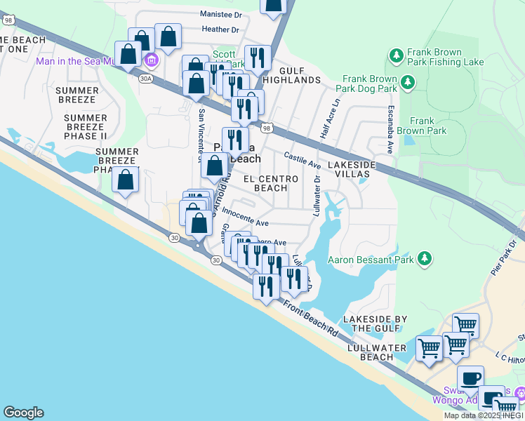 map of restaurants, bars, coffee shops, grocery stores, and more near 404 East El Centro Boulevard in Panama City