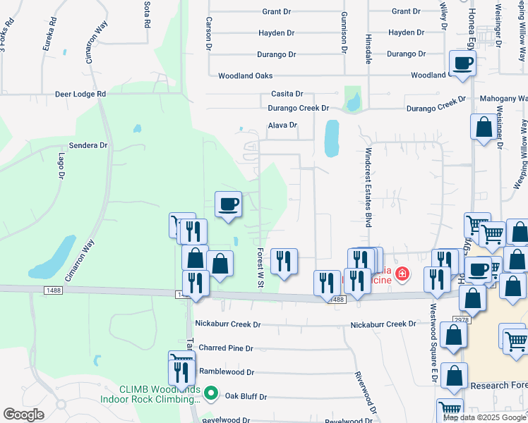 map of restaurants, bars, coffee shops, grocery stores, and more near 33126 Forest West Street in Magnolia