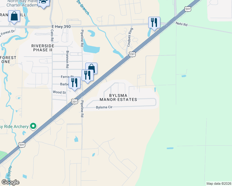 map of restaurants, bars, coffee shops, grocery stores, and more near 4207 Florence Tolsma Way in Panama City