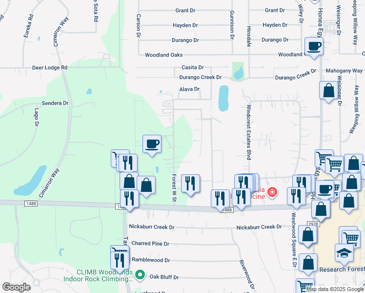 map of restaurants, bars, coffee shops, grocery stores, and more near 33126 Forest West Street in Magnolia