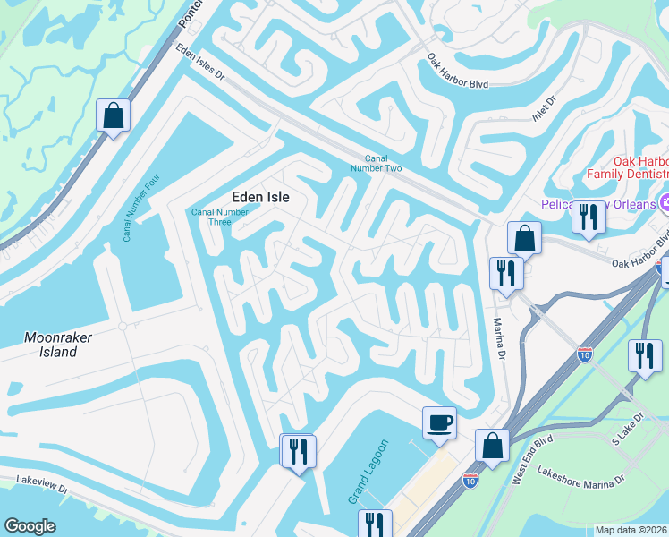 map of restaurants, bars, coffee shops, grocery stores, and more near 210 Windward Passage Street in Slidell
