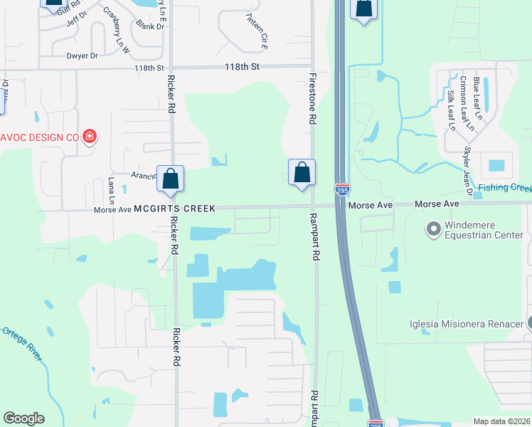 map of restaurants, bars, coffee shops, grocery stores, and more near 6878 Morse Avenue in Jacksonville