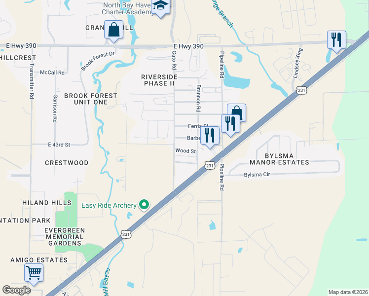 map of restaurants, bars, coffee shops, grocery stores, and more near 4228 Cato Rd in Panama City