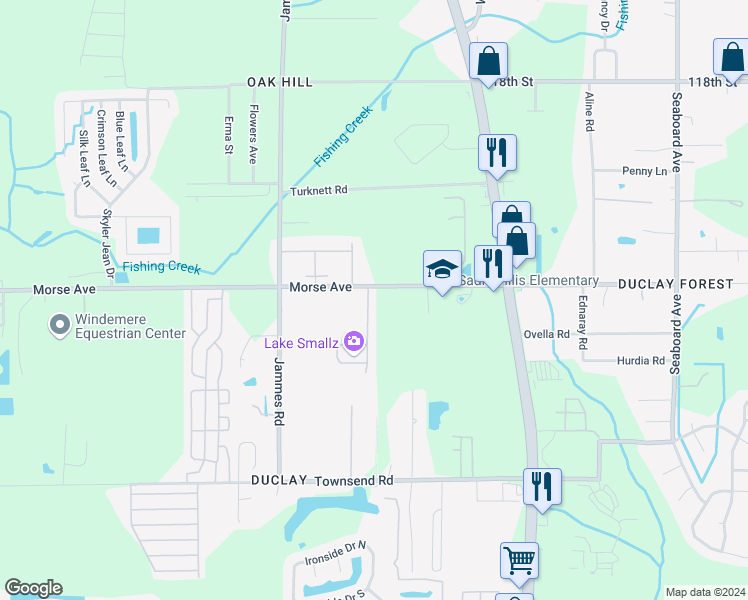 map of restaurants, bars, coffee shops, grocery stores, and more near 6815 Morse Oaks Drive in Jacksonville