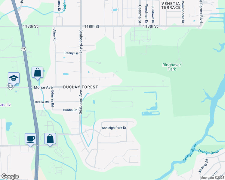 map of restaurants, bars, coffee shops, grocery stores, and more near 5549 Morse Avenue in Jacksonville