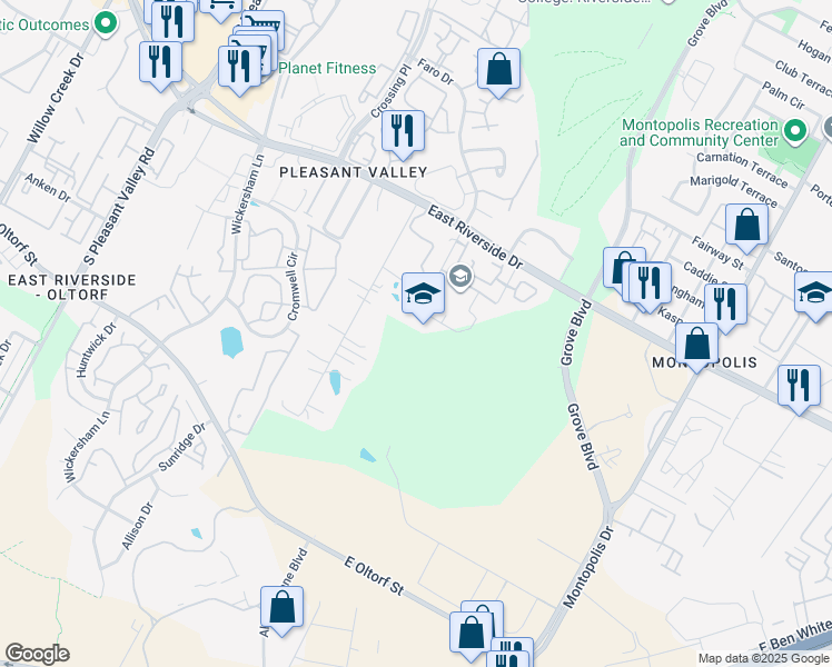 map of restaurants, bars, coffee shops, grocery stores, and more near in Austin