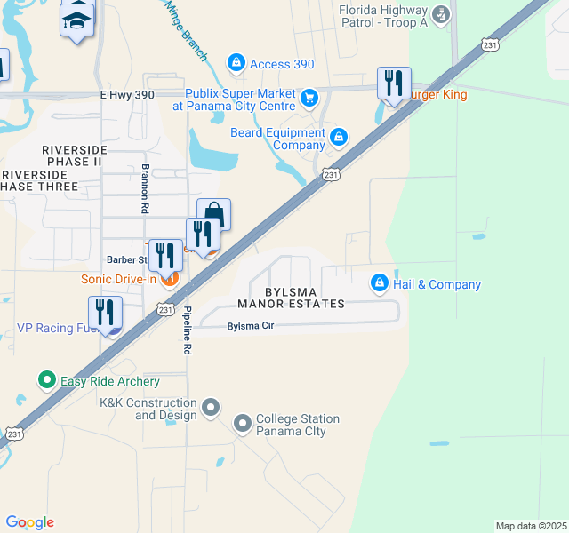 map of restaurants, bars, coffee shops, grocery stores, and more near 4215 Florence Tolsma Way in Panama City