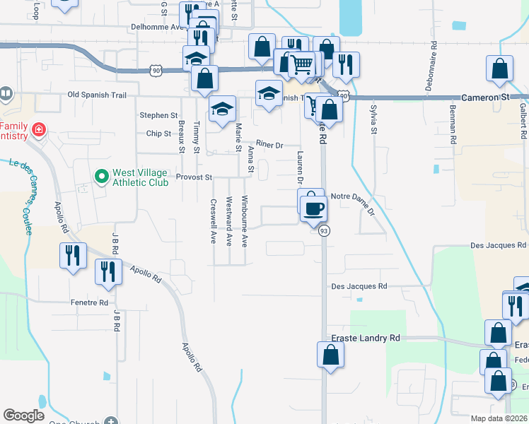 map of restaurants, bars, coffee shops, grocery stores, and more near 313 Cheyenne Circle in Scott