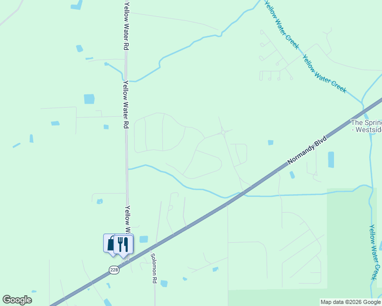 map of restaurants, bars, coffee shops, grocery stores, and more near 8 Yellow Water Road in Jacksonville