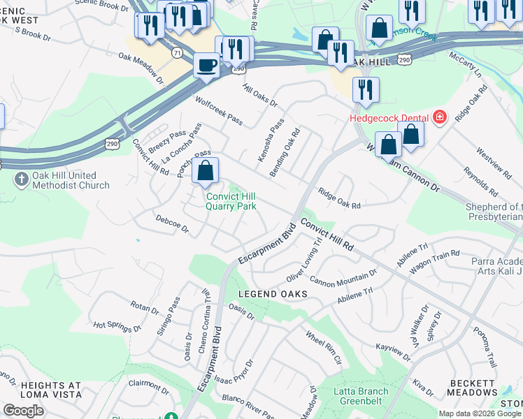 map of restaurants, bars, coffee shops, grocery stores, and more near 6422 Ira Ingram Drive in Austin