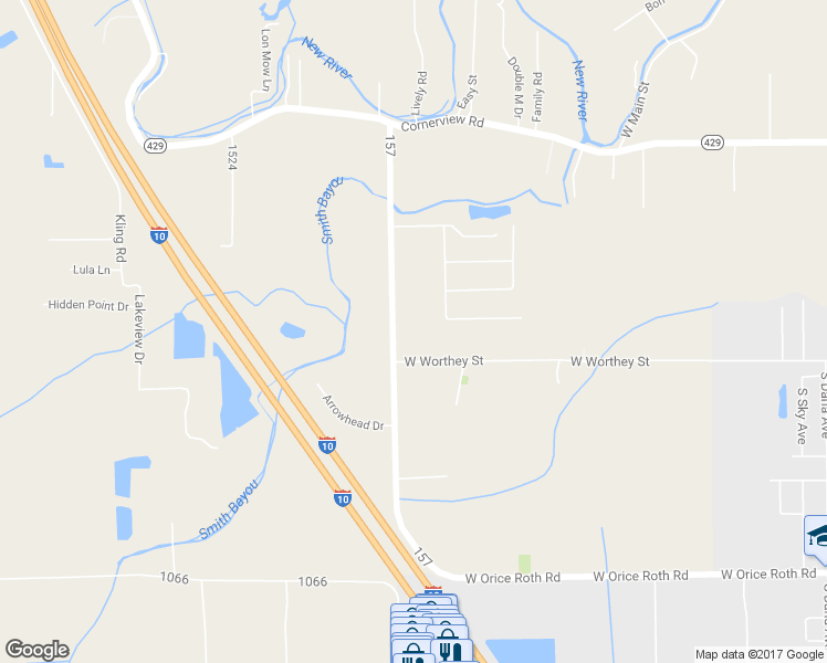 map of restaurants, bars, coffee shops, grocery stores, and more near 11038 Boudreaux Road in Gonzales