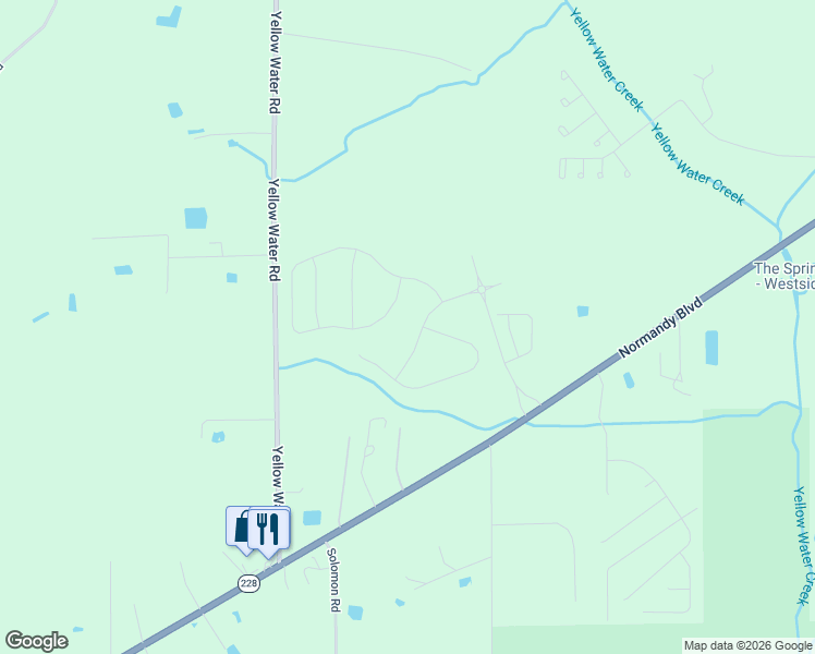 map of restaurants, bars, coffee shops, grocery stores, and more near 8 Yellow Water Road in Jacksonville