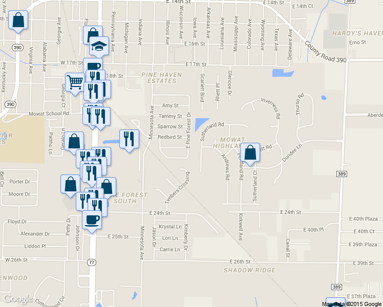map of restaurants, bars, coffee shops, grocery stores, and more near 806 East Pine Forest Drive in Lynn Haven