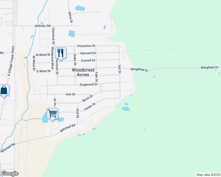 map of restaurants, bars, coffee shops, grocery stores, and more near 9019 Birch Drive in Lumberton