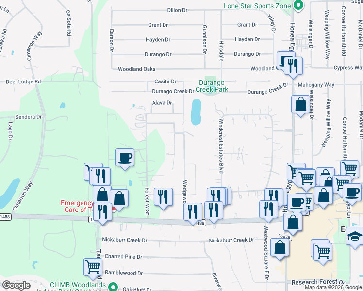 map of restaurants, bars, coffee shops, grocery stores, and more near 33209 Wedgewood Drive in Magnolia