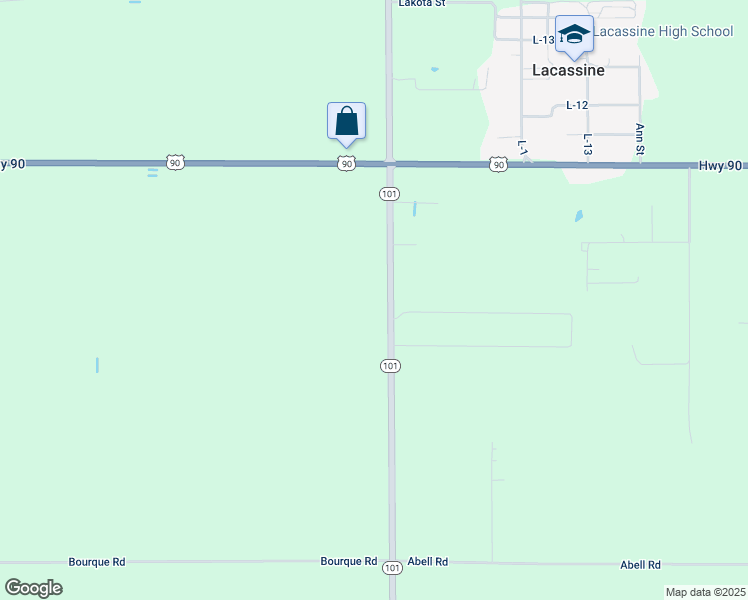 map of restaurants, bars, coffee shops, grocery stores, and more near 13379 Louisiana 101 in Welsh