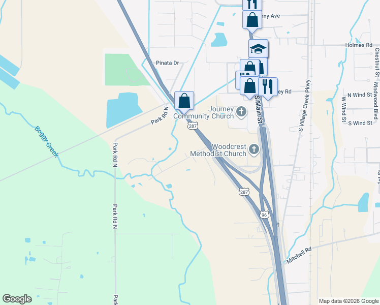 map of restaurants, bars, coffee shops, grocery stores, and more near 7201-7599 Neely Dr in Hardin