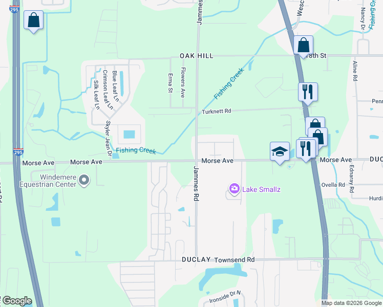 map of restaurants, bars, coffee shops, grocery stores, and more near 6770 Jammes Road in Jacksonville