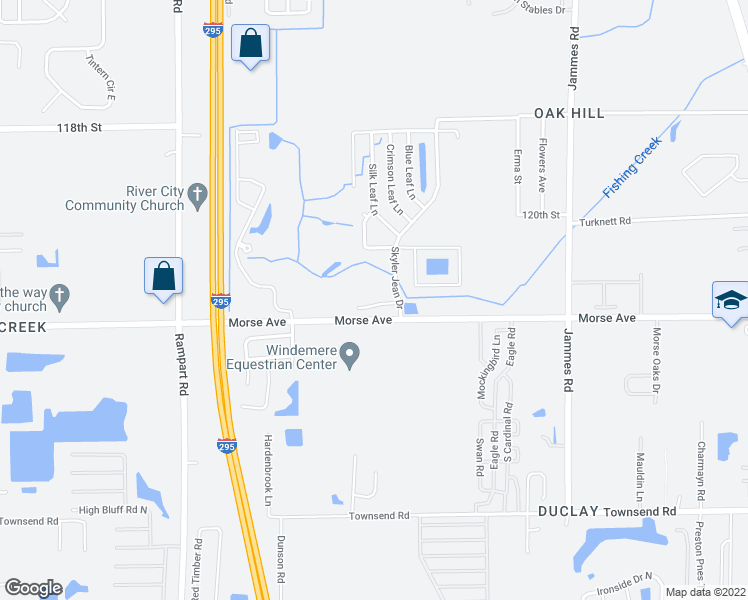 map of restaurants, bars, coffee shops, grocery stores, and more near 6743 Royal Leaf Lane in Jacksonville