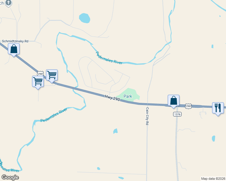 map of restaurants, bars, coffee shops, grocery stores, and more near 10915 U.S. 290 in Fredericksburg