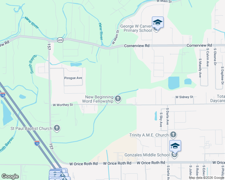 map of restaurants, bars, coffee shops, grocery stores, and more near 39296 W Worthy Rd in Gonzales