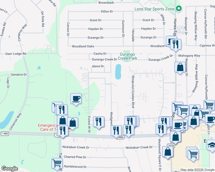 map of restaurants, bars, coffee shops, grocery stores, and more near 33209 Wedgewood Drive in Magnolia