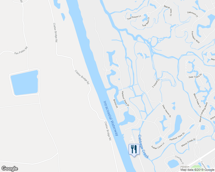 map of restaurants, bars, coffee shops, grocery stores, and more near 181 Admirals Way S in Palm Valley