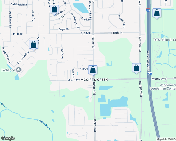 map of restaurants, bars, coffee shops, grocery stores, and more near 6626 Arancio Court in Jacksonville
