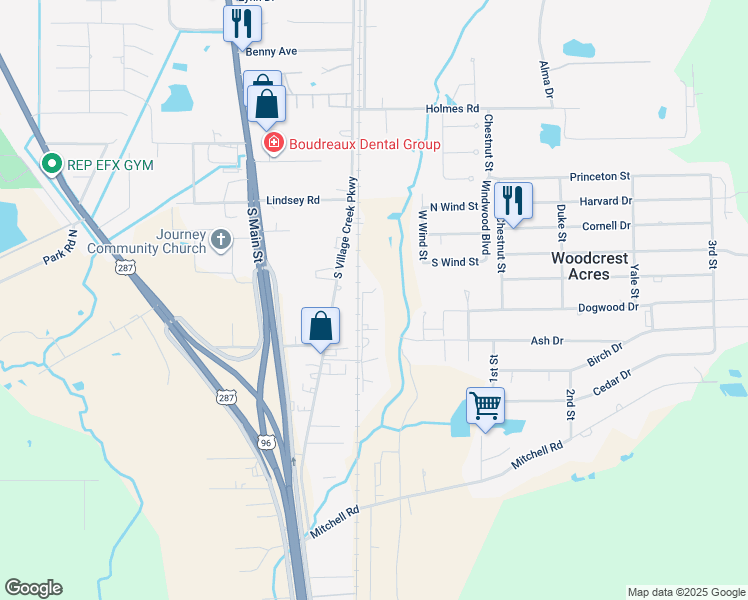 map of restaurants, bars, coffee shops, grocery stores, and more near 8292 Smith Road in Lumberton