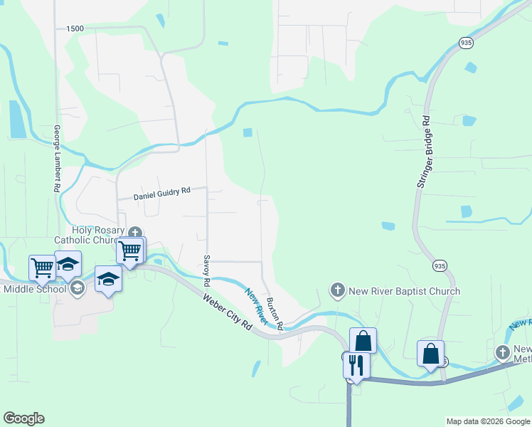 map of restaurants, bars, coffee shops, grocery stores, and more near 11080 Buxton Road in Saint Amant