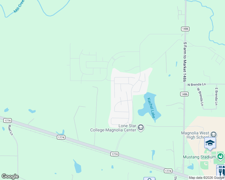 map of restaurants, bars, coffee shops, grocery stores, and more near 42820 Farm to Market 1774 in Magnolia