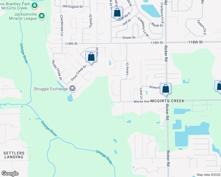 map of restaurants, bars, coffee shops, grocery stores, and more near 6656 Delta Post Drive West in Jacksonville