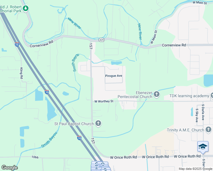 map of restaurants, bars, coffee shops, grocery stores, and more near 11089 South Bayou View Drive in Gonzales