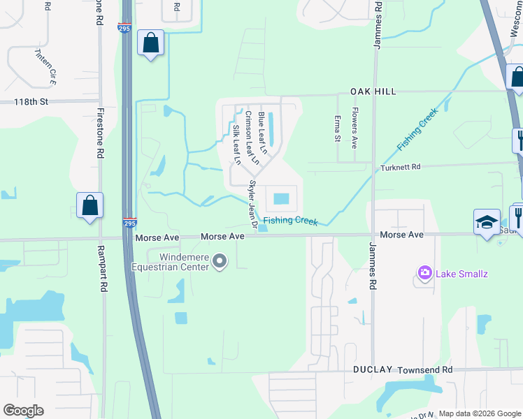 map of restaurants, bars, coffee shops, grocery stores, and more near 6686 Gentle Oaks Drive West in Jacksonville