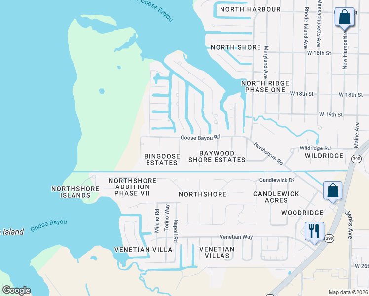 map of restaurants, bars, coffee shops, grocery stores, and more near 4403 Schooner Lane in Lynn Haven